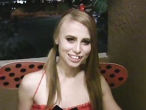 Halloween Slut At His Door Loves Sucking Big Cock